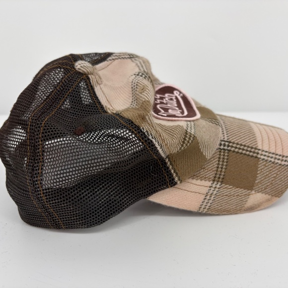 Vintage 2000’s Von Dutch Plaid Pink Brown Hat Y2K Glam Party Trucker Snapback - Picture 4 of 11